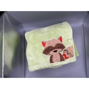 BABY Security Blanket CARTERS Carter’s Green Raccoon Plush‎ Sherpa RARE READ
